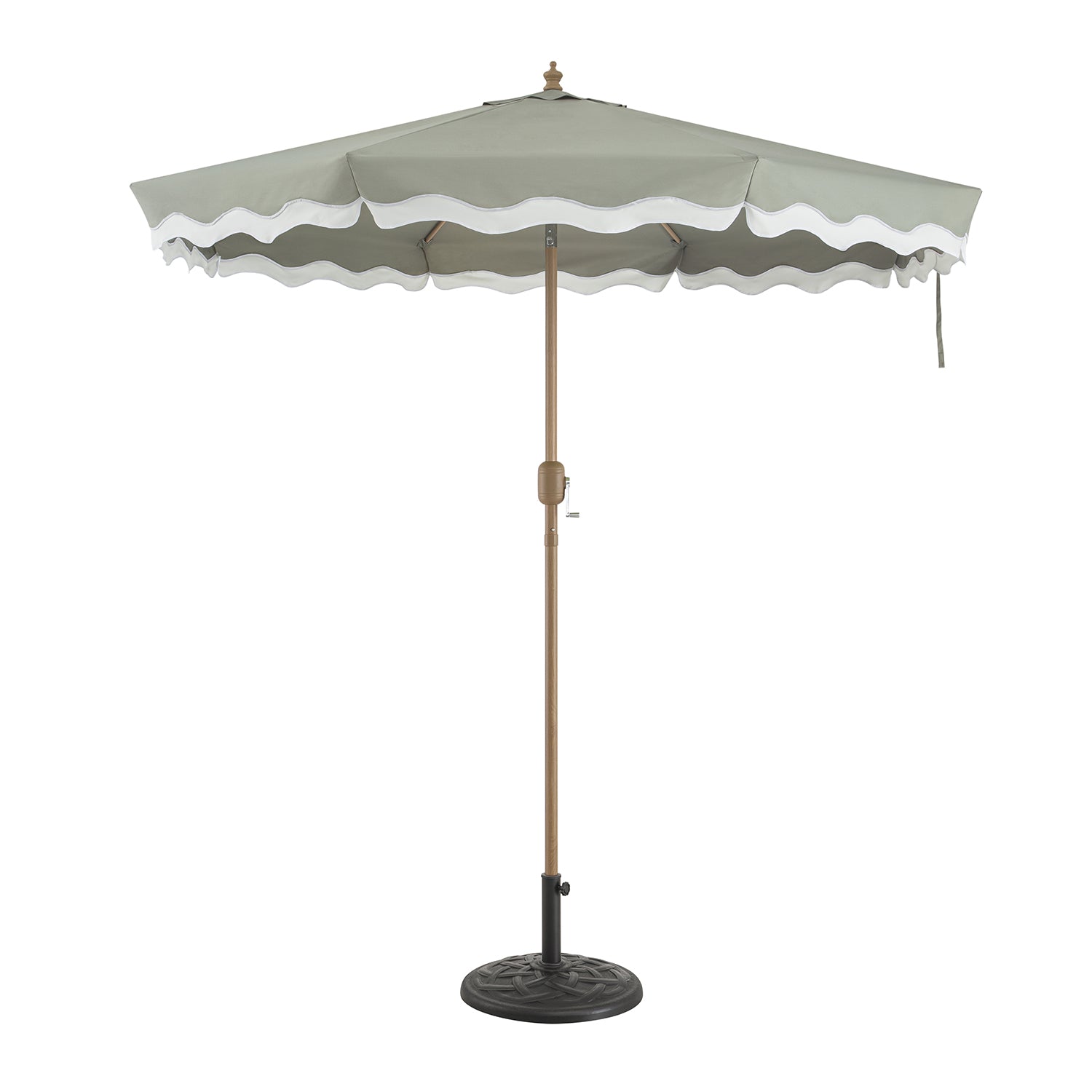 Colette Riviera Scalloped Garden Tilt Parasol, Stone and White