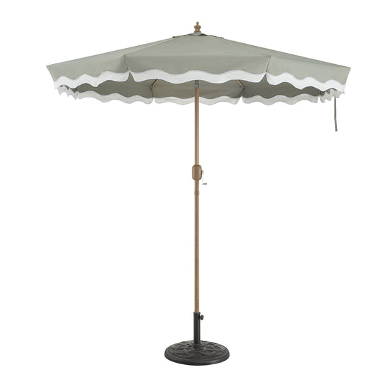 Colette Riviera Scalloped Garden Tilt Parasol, Stone and White