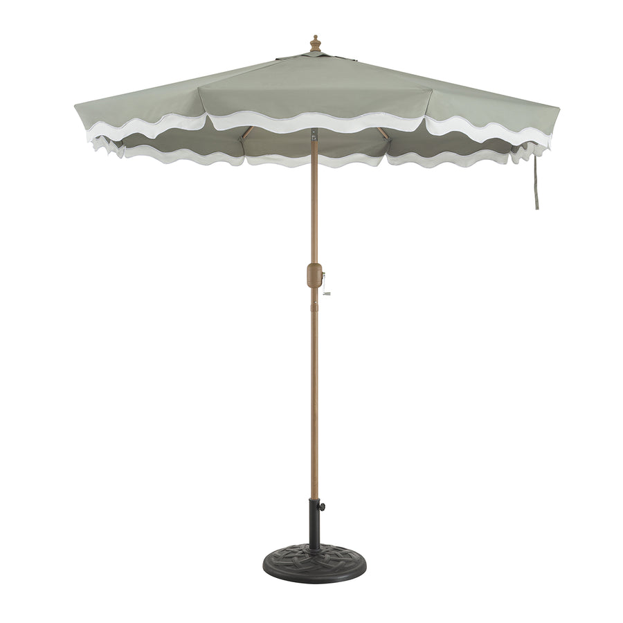 Colette Riviera Scalloped Garden Tilt Parasol, Stone and White
