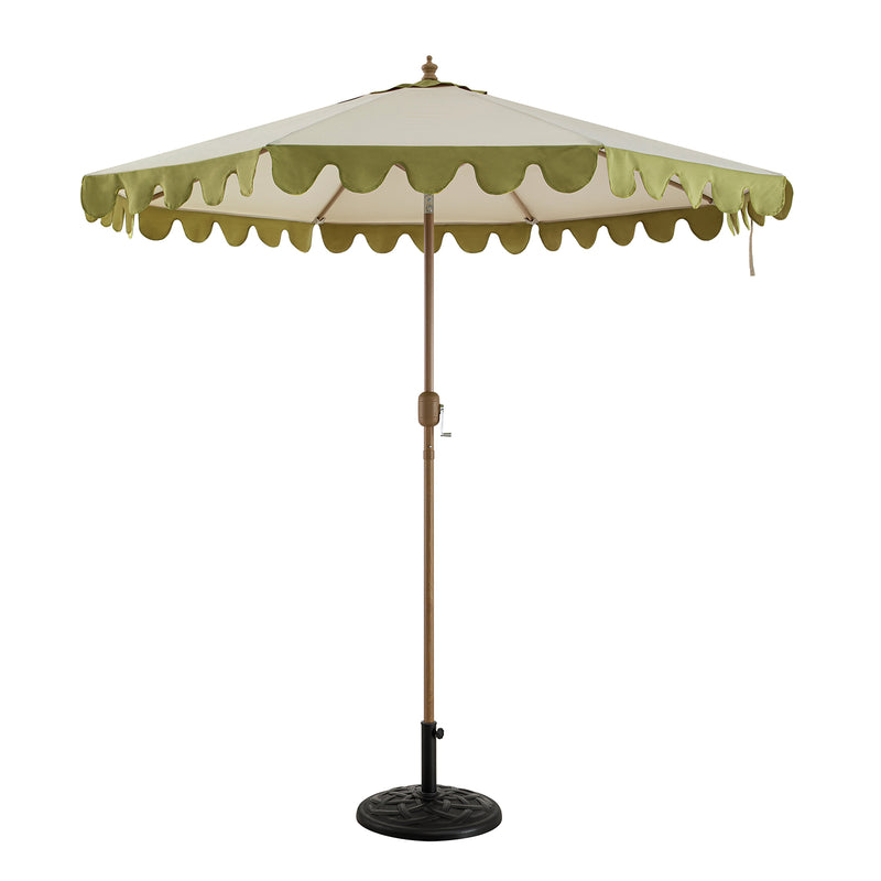 Margaux Scalloped Garden Tilt Parasol, Fig Leaf and Beige - daals