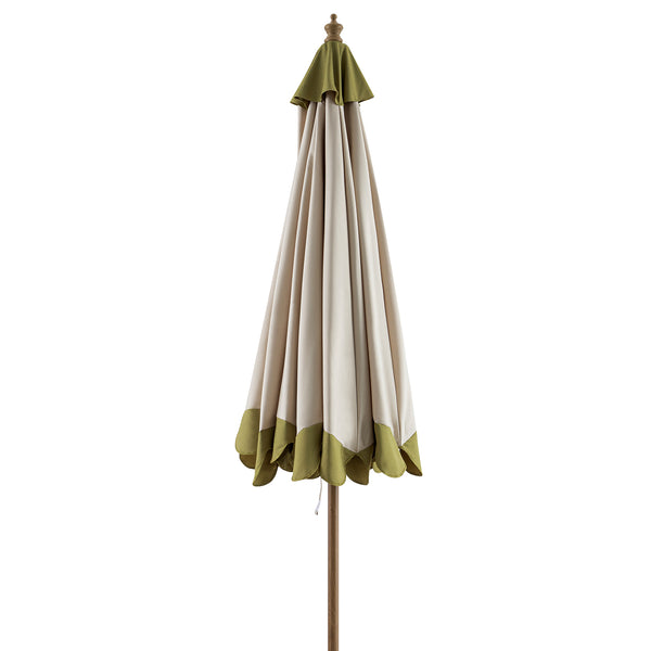 Margaux Scalloped Garden Tilt Parasol, Fig Leaf and Beige - daals