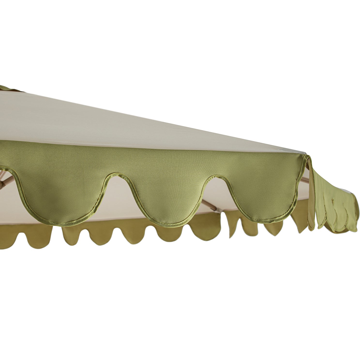 Margaux Scalloped Garden Tilt Parasol, Fig Leaf and Beige