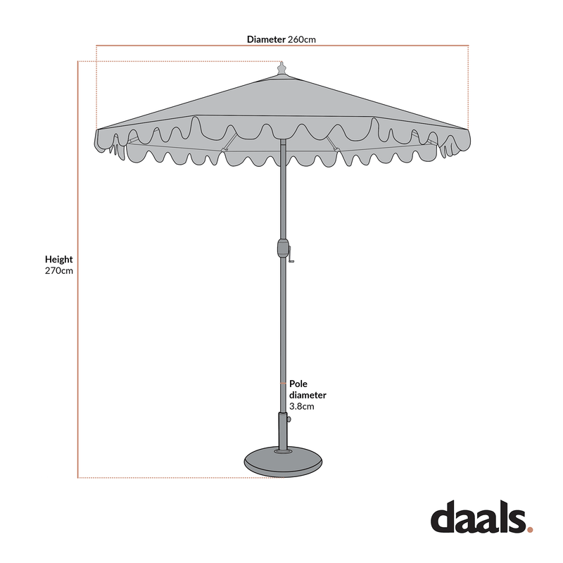 Margaux Scalloped Garden Tilt Parasol, Licorice and Beige - daals