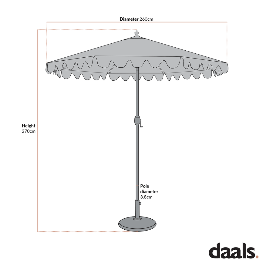 Margaux Scalloped Garden Tilt Parasol, Redcurrant and Beige