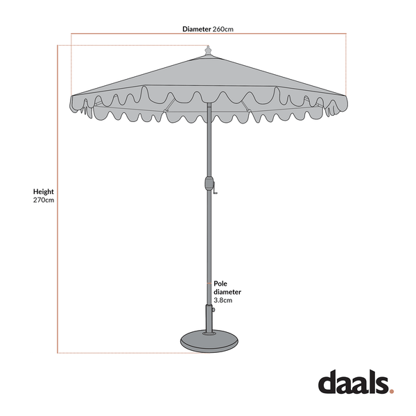 Margaux Scalloped Garden Tilt Parasol, Licorice and Beige - daals