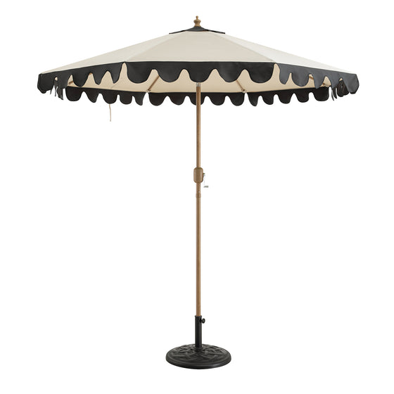 Margaux Scalloped Garden Tilt Parasol, Licorice and Beige