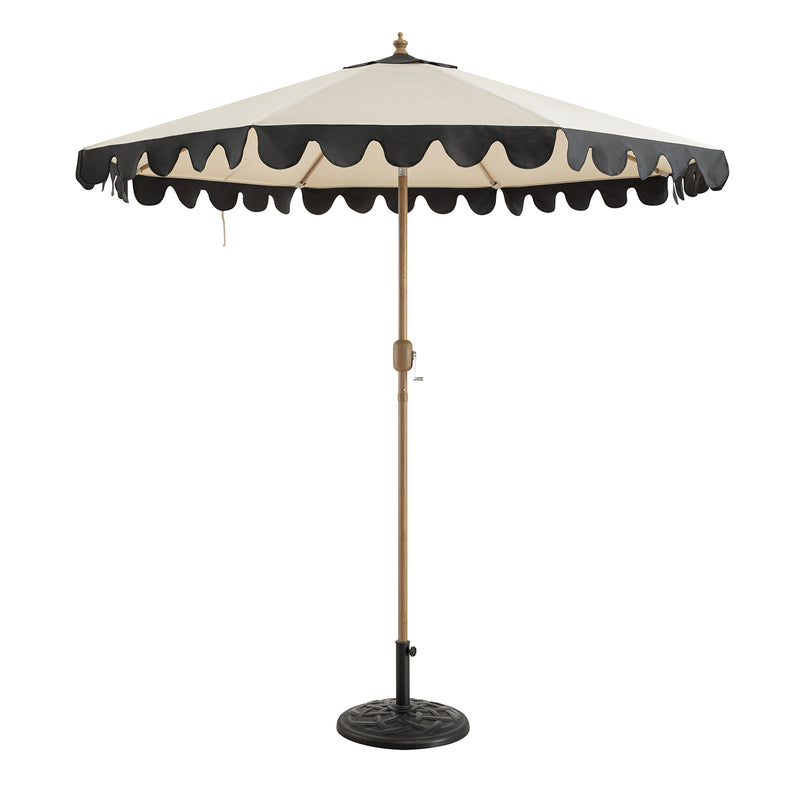 Margaux Scalloped Garden Tilt Parasol, Licorice and Beige - daals