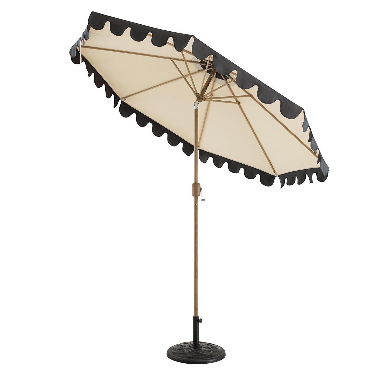 Margaux Scalloped Garden Tilt Parasol, Licorice and Beige