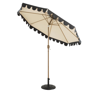 Margaux Scalloped Garden Tilt Parasol, Licorice and Beige