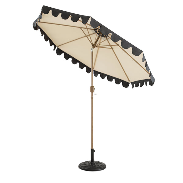 Margaux Scalloped Garden Tilt Parasol, Licorice and Beige - daals