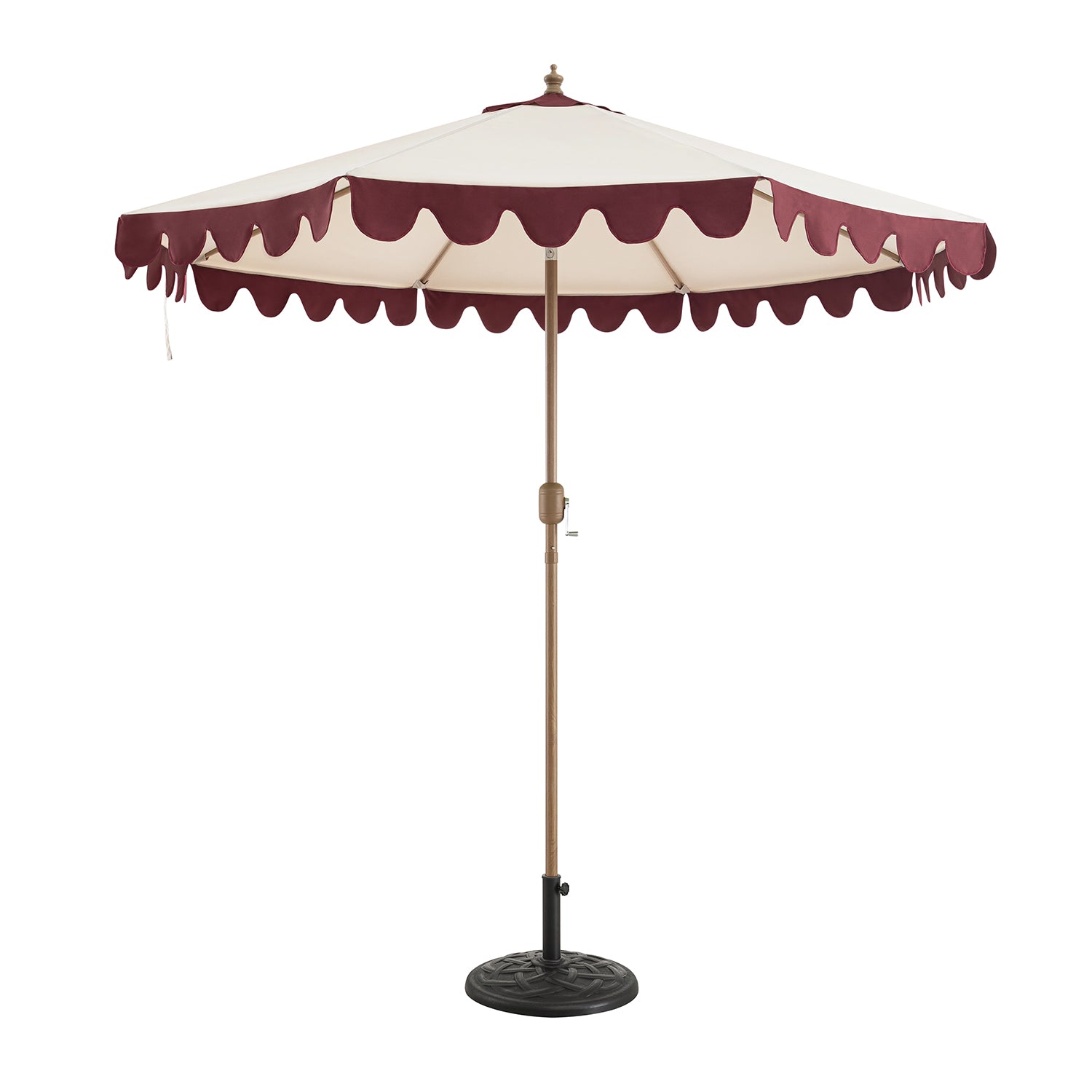 Margaux Scalloped Garden Tilt Parasol, Redcurrant and Beige