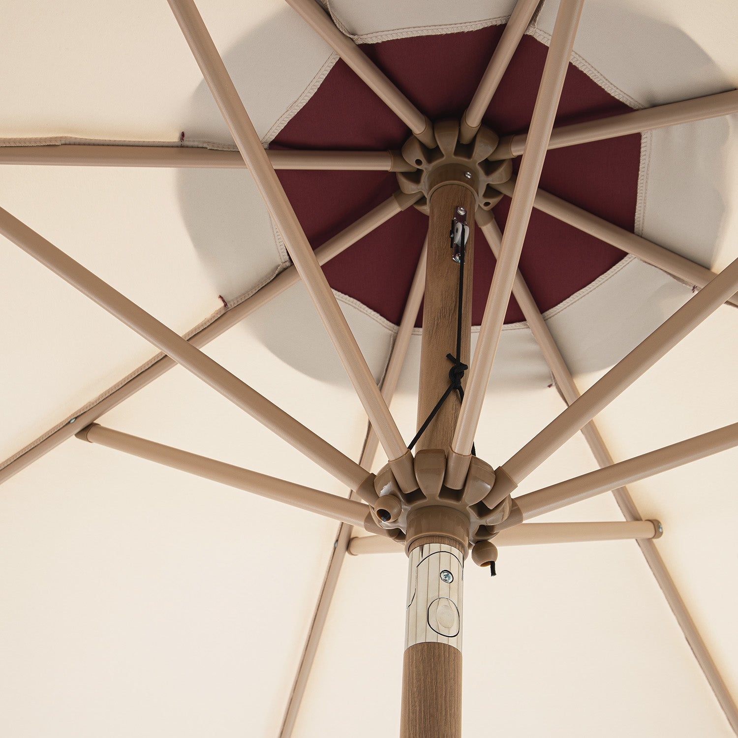 Margaux Scalloped Garden Tilt Parasol, Redcurrant and Beige