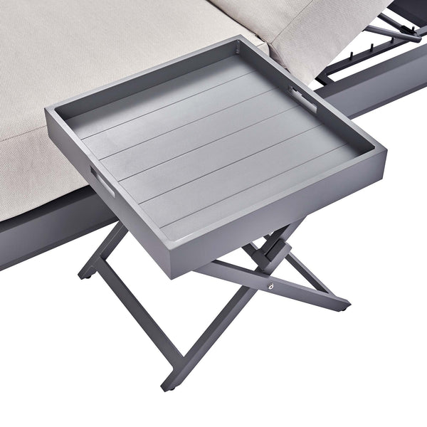 Pedra Aluminium Outdoor Side Tray Table, Grey