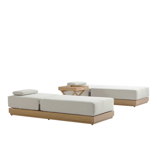 Pedra Rope and Aluminium Outdoor Sun Lounger and Side Table Set, Natural