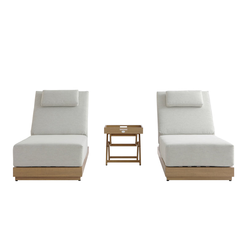 Pedra Rope and Aluminium Outdoor Sun Lounger and Side Table Set, Natural