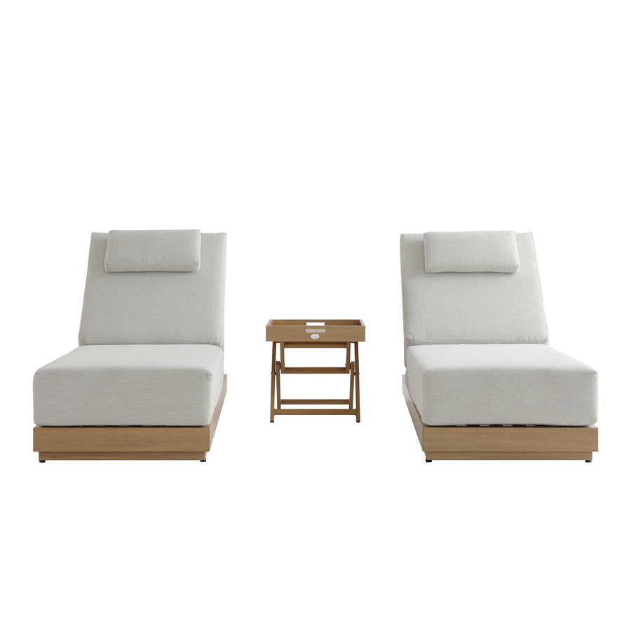 Pedra Rope and Aluminium Outdoor Sun Lounger and Side Table Set, Natural