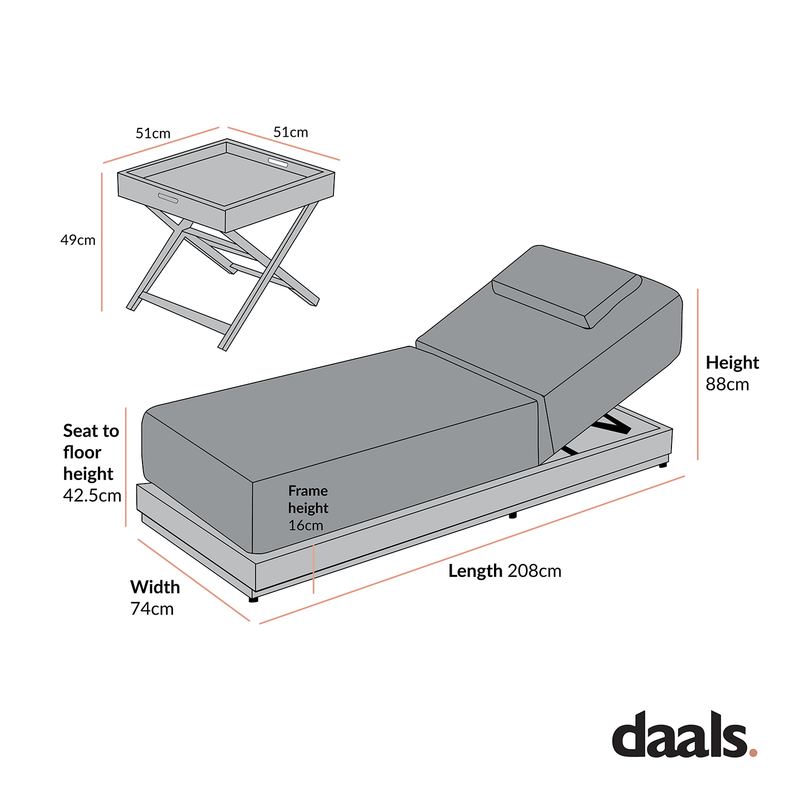 Pedra Rope and Aluminium Outdoor Sun Lounger and Side Table Set, Natural