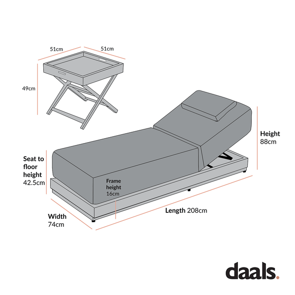 Pedra Rope and Aluminium Outdoor Sun Lounger and Side Table Set, Natural