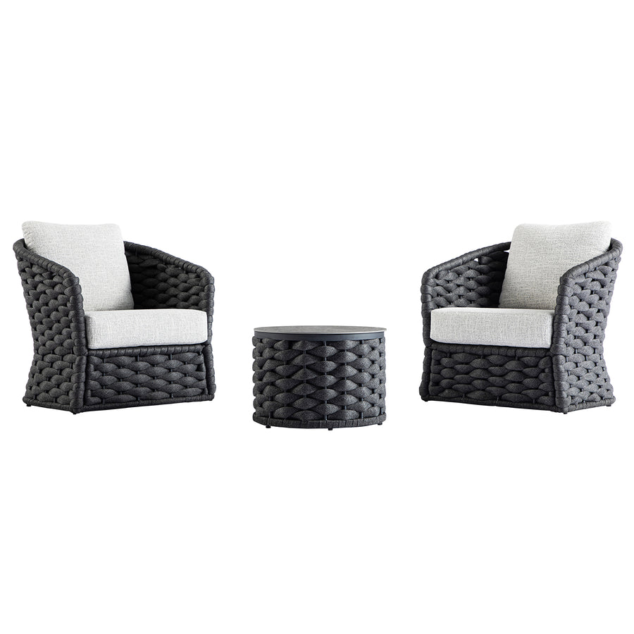 Positano Wide Rope Bistro Set, Grey