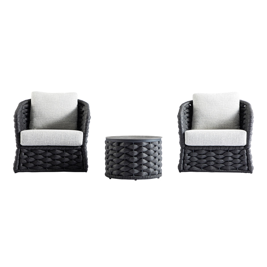 Positano Wide Rope Bistro Set, Grey