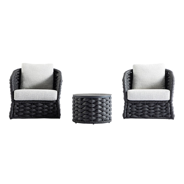 Positano Wide Rope Bistro Set, Grey - daals