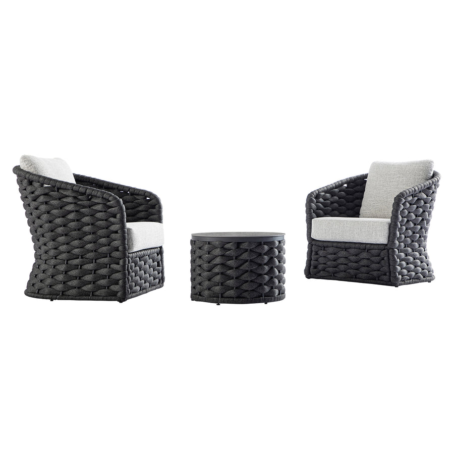 Positano Wide Rope Bistro Set, Grey
