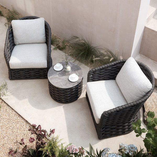 Positano Wide Rope Bistro Set, Grey - daals