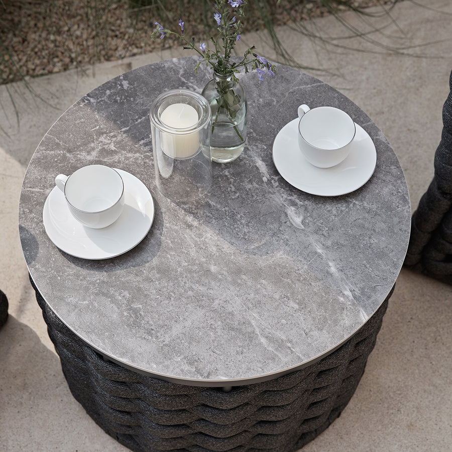 Positano Wide Rope Bistro Set, Grey