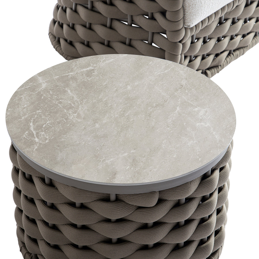 Positano Wide Rope Bistro Set, Taupe