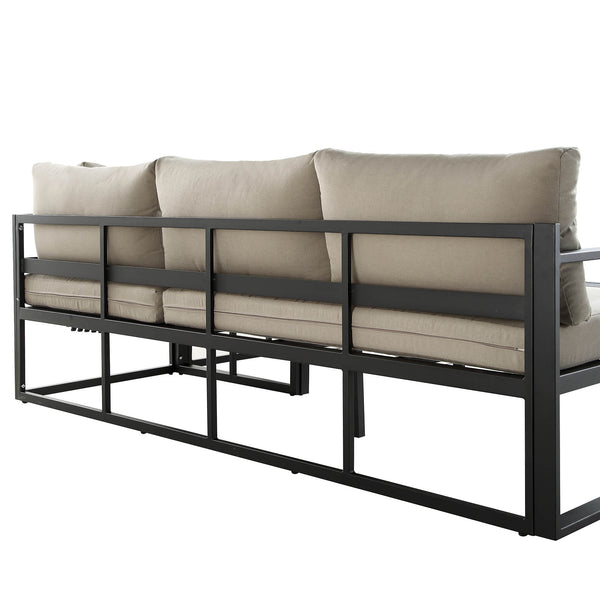 Albany Aluminium Corner Sofa Set with Reclining Back and Coffee Table, Taupe