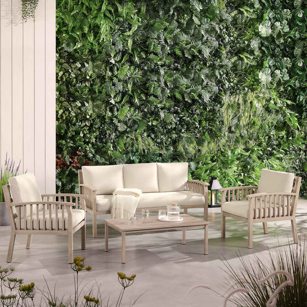 Earlswood Aluminium Washed Wood Effect Sofa Set with Coffee Table