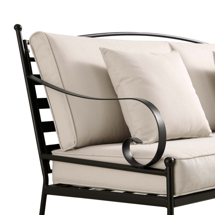Haymes Indoor and Outdoor Metal Sofa Set with Coffee Table, Beige