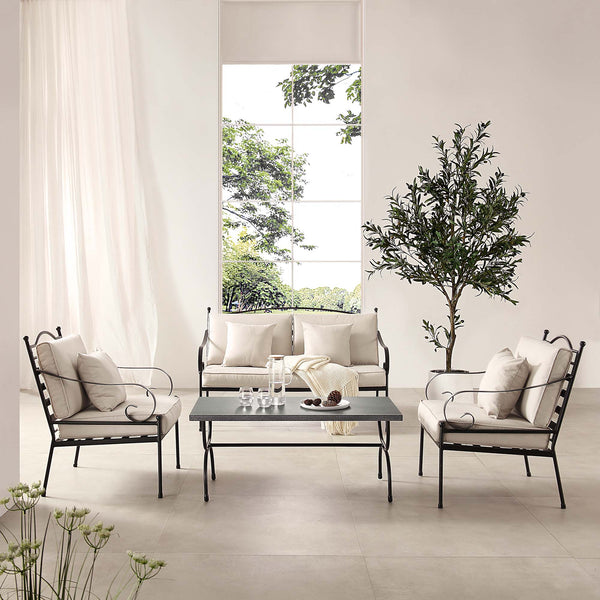 Haymes Indoor and Outdoor Metal Sofa Set with Coffee Table