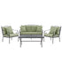 Haymes Indoor and Outdoor Metal Sofa Set with Coffee Table, Reseda Green - daals