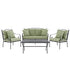 Haymes Indoor and Outdoor Metal Sofa Set with Coffee Table, Reseda Green - daals