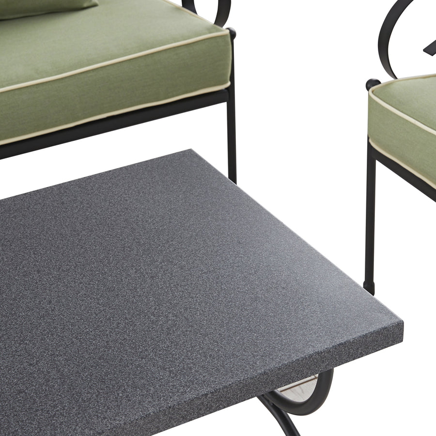 Haymes Indoor and Outdoor Metal Sofa Set with Coffee Table, Reseda Green