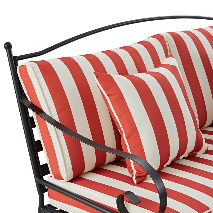 Haymes Indoor and Outdoor Metal Sofa Set with Coffee Table, Scarlet Stripe