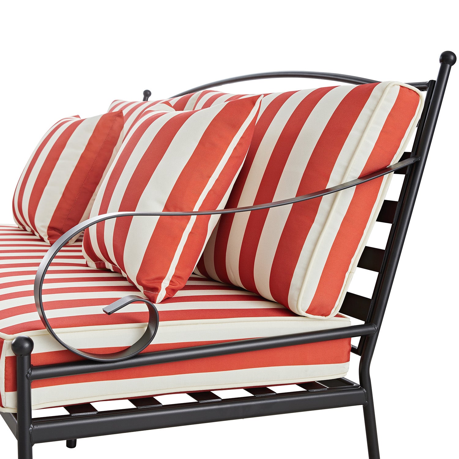 Haymes Indoor and Outdoor Metal Sofa Set with Coffee Table, Scarlet Stripe