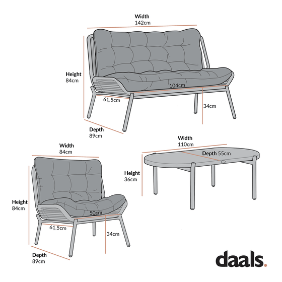 Marlowe Wicker and Aluminium Frame Sofa Set, Natural