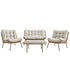 Marlowe Wicker and Aluminium Frame Sofa Set, Natural - daals