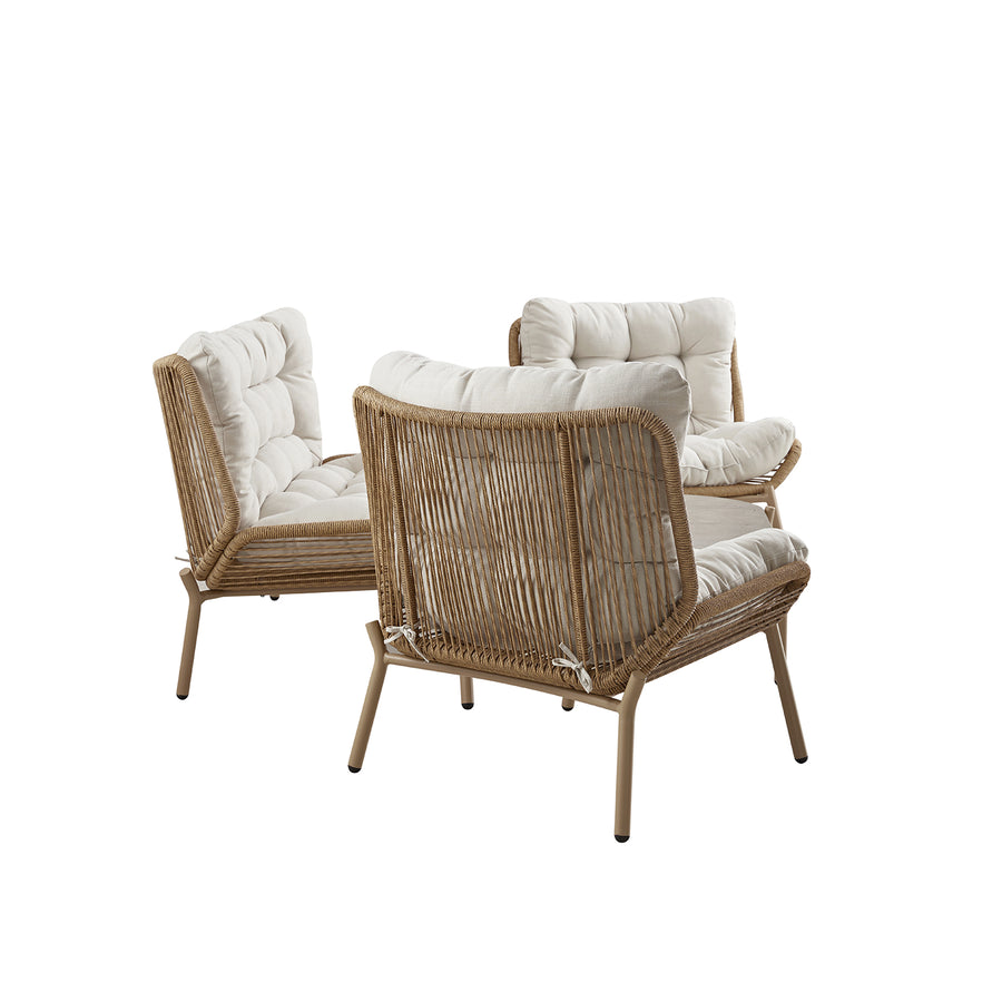 Marlowe Wicker and Aluminium Frame Sofa Set, Natural