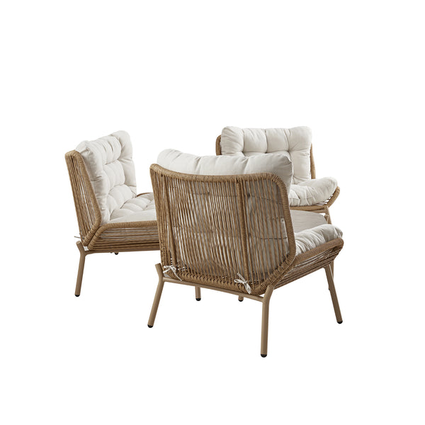 Marlowe Wicker and Aluminium Frame Sofa Set, Natural - daals