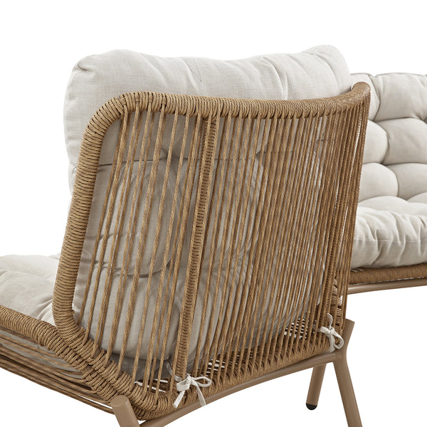 Marlowe Wicker and Aluminium Frame Sofa Set, Natural - daals