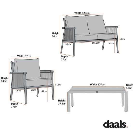 Soller Indoor and Outdoor Rope Weave 4-Seater Sofa Set