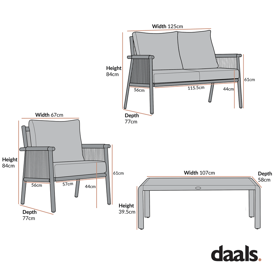 Soller Indoor and Outdoor Rope Weave 4-Seater Sofa Set
