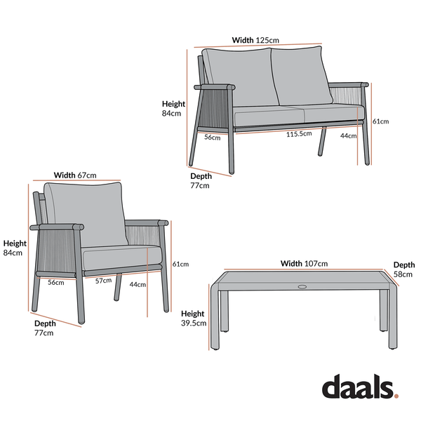 Soller Indoor and Outdoor Rope Weave 4 - Seater Sofa Set - daals