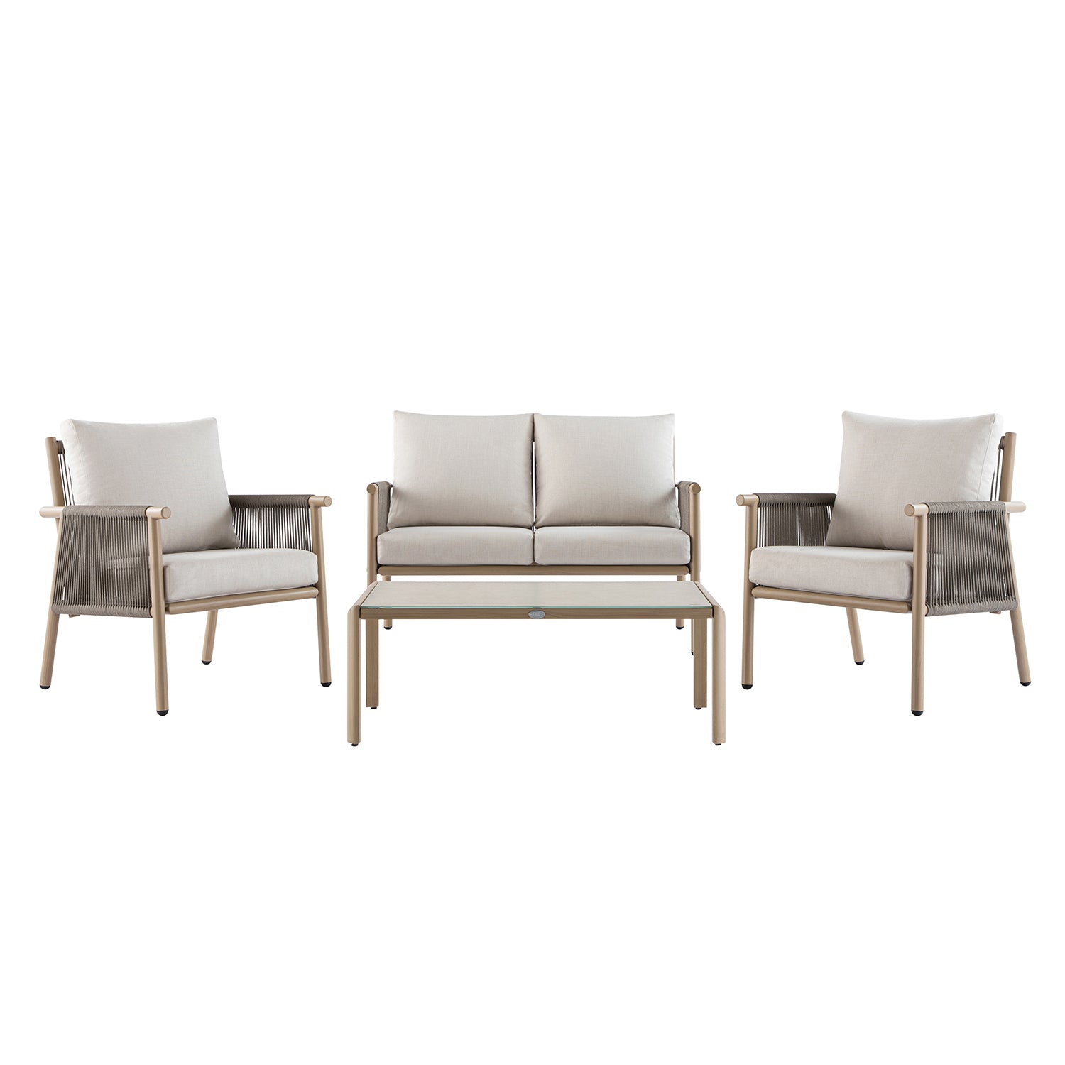 Soller Indoor and Outdoor Rope Weave 4-Seater Sofa Set