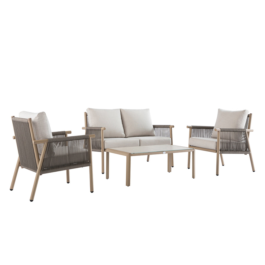 Soller Indoor and Outdoor Rope Weave 4-Seater Sofa Set