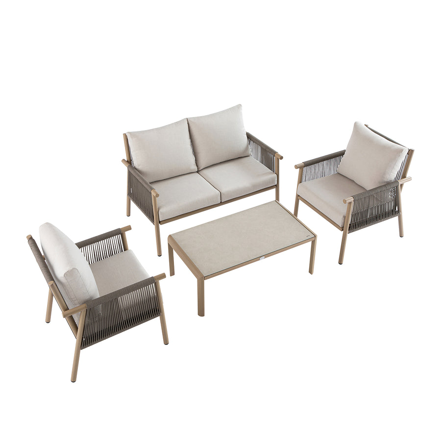 Soller Indoor and Outdoor Rope Weave 4-Seater Sofa Set