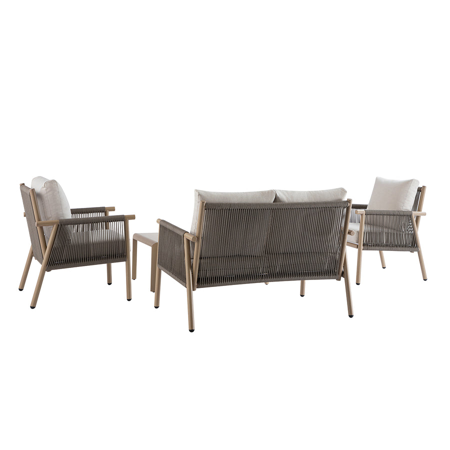 Soller Indoor and Outdoor Rope Weave 4-Seater Sofa Set